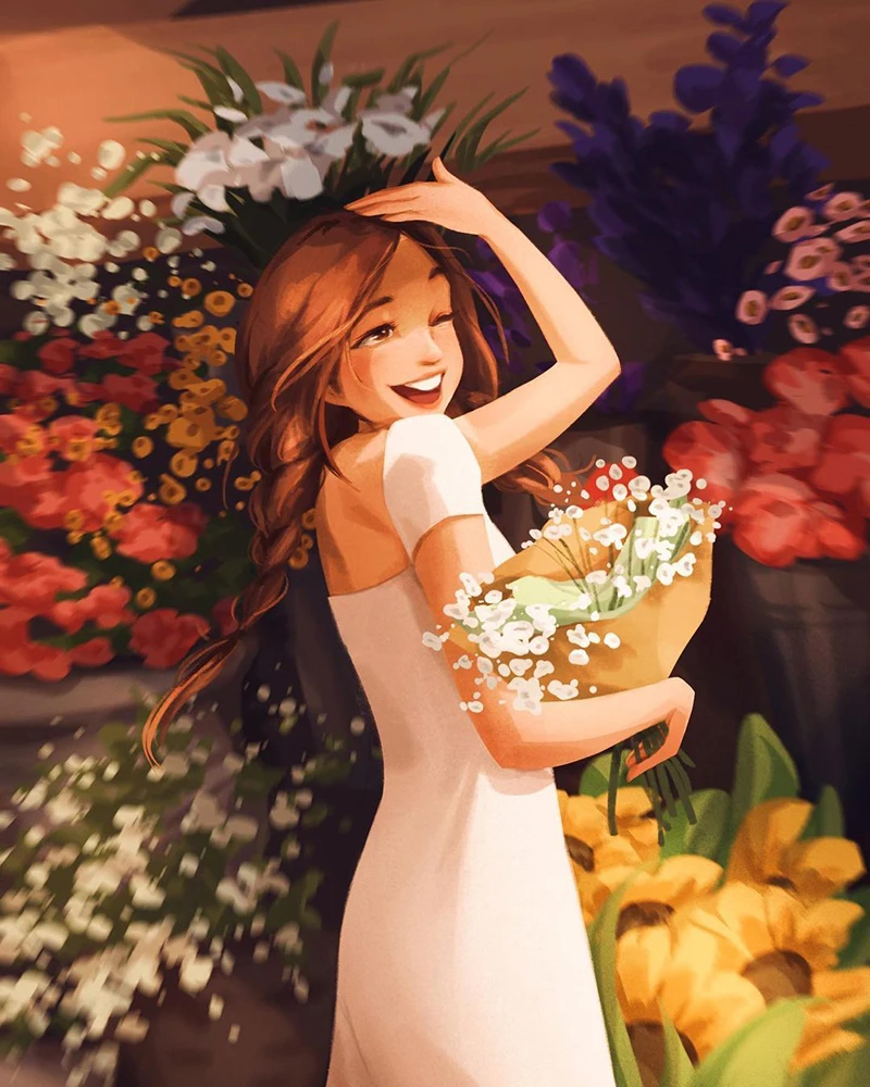 

500832270-Tulip diy digital oil painting acrylic flower painting explosion hand-filled landscape painting