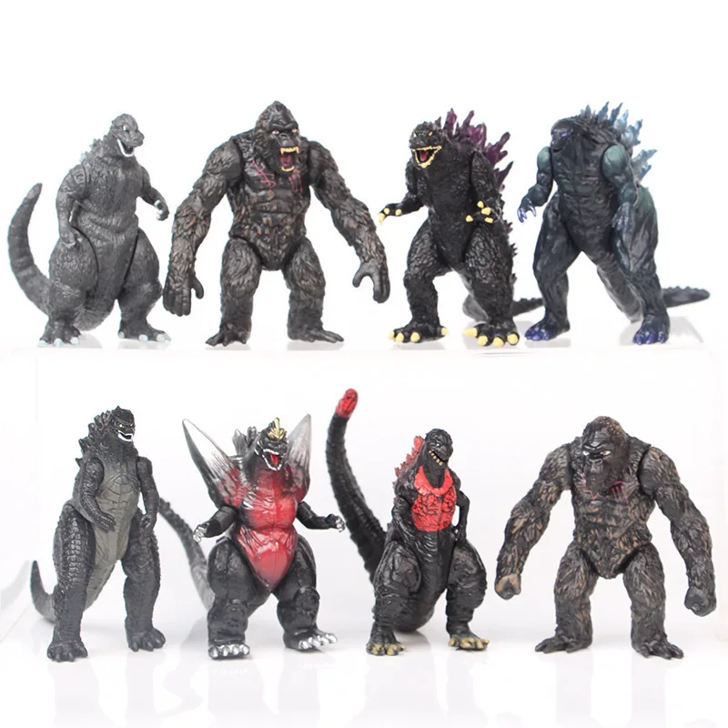8 Pz/Set Godzilla King Kong Action Figure Toy Anime Ornaments Figure Model Toys Monster Toys Decorazioni Per Car Room Bar Gift