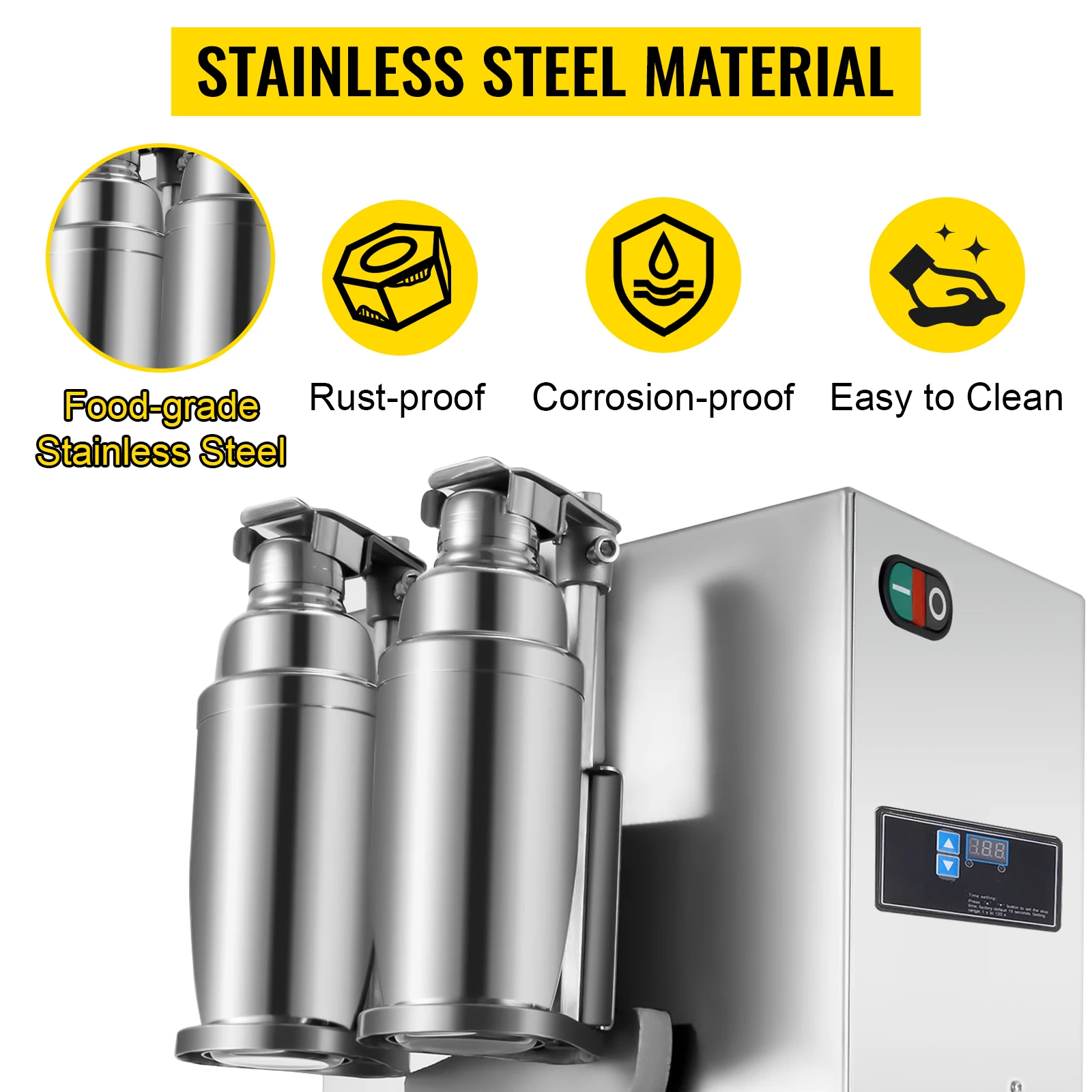 VEVOR Milk Tea Shaker Double Frame Milk Tea Shaking Machine 400r/M Stainless Steel Auto Tea Milk Making Machine Boba Milk Tea 3