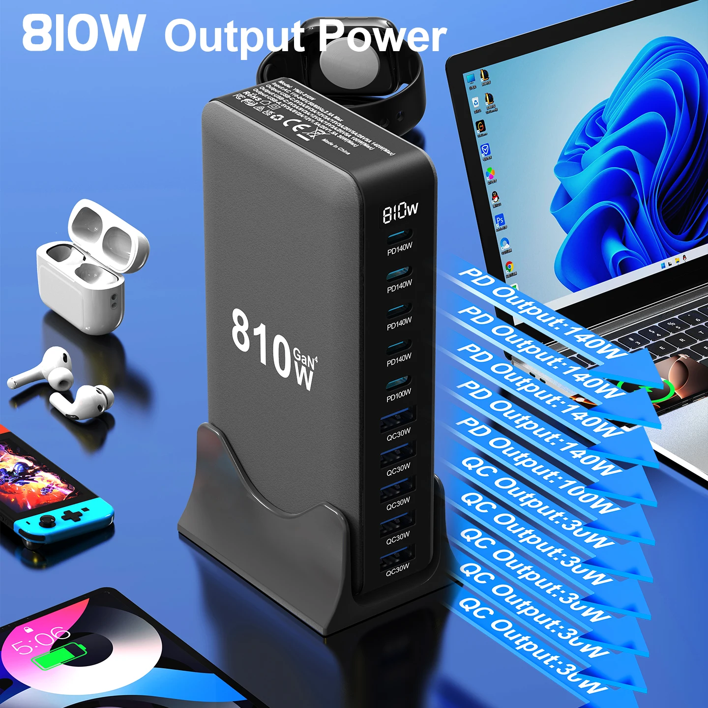 รูปสินค้า ชาร์จเร็ว 10 พอร์ต USB-C PD3.1 ชาร์จได้ทุกอุปกรณ์
