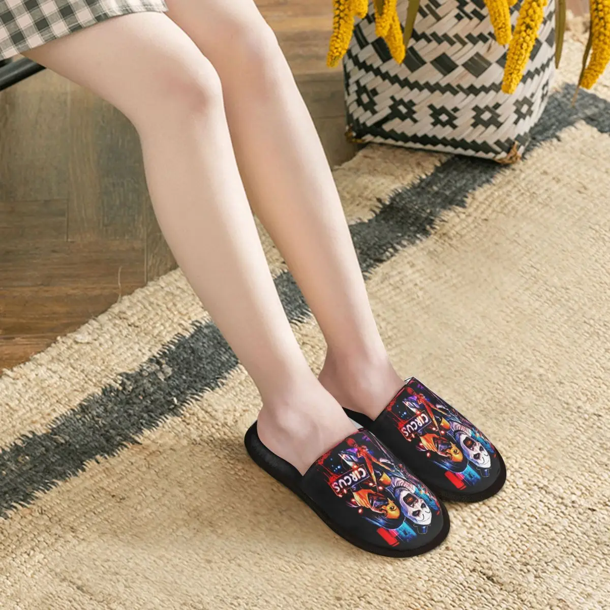Custom Halloween Clown Horror Movie Terrifier House Slippers Soft Warm Memory Foam Fluffy Slipper Indoor Outdoor Shoes 5