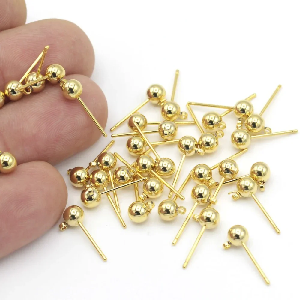 

10Pcs/Lot 18K Gold Plated Copper Post Earring Stud Pin Part Findings Connectors For DIY Earrings Jewelry Making Accessories
