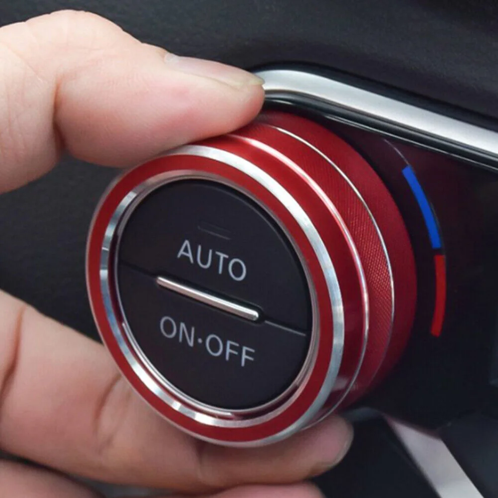 

Brand New Knob Ring Cover Air Conditioning Interior Trim Red Air Conditioning Trim Aluminum Alloy Cover Fashion