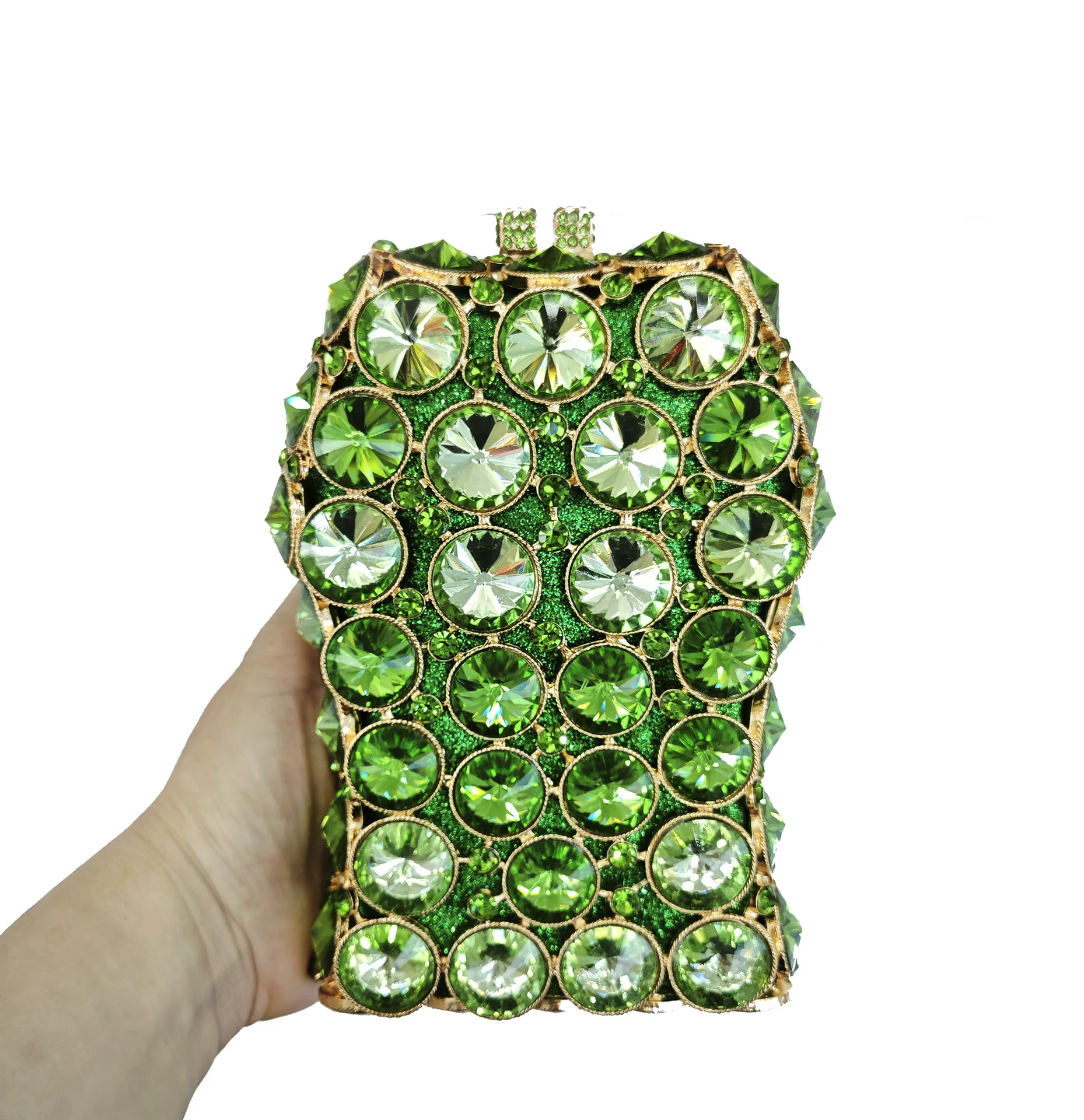 Gold Strass Abend Kupplung Geldbörse Hochzeit Party Formale Metall Box Handtasche Braut Schminktäschchen Weibliche Kupplungen Abendessen Taschen – Detail 7