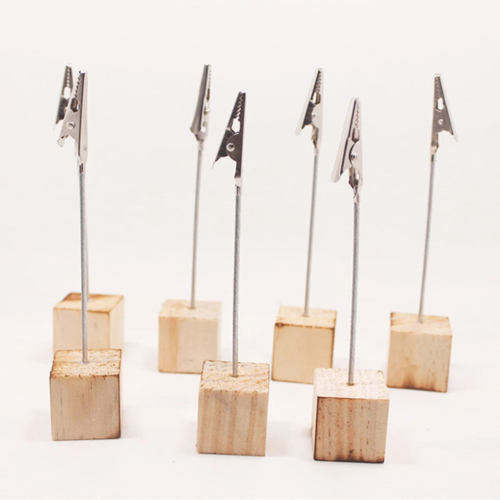 Portable Wooden Place Card Holder Clips 10pcs Wedding Place Card Holder Table Photo Memo Number Name Clips Base place card holders