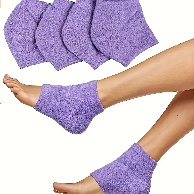 1Pairs Moisturizing Gel-Lined Heel Socks, Toeless Fuzzy Spa Socks for Dry Cracked Heels Relief