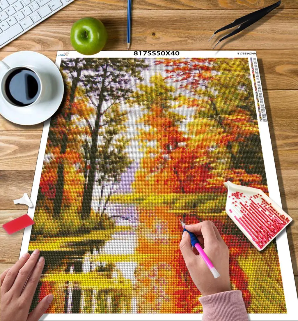 5D Diamond Painting Full Square / Round Diamond Mosaic Landscape Embroidery BRODERIE DIAMNT Autumn Scenery Art