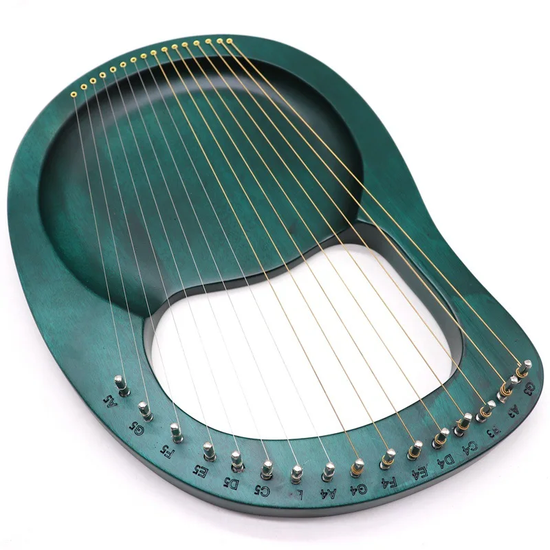 Wooden Mahogany Lyre Harp With Tuning Tool For Beginner Musical Instrument 16 Strings Stringed