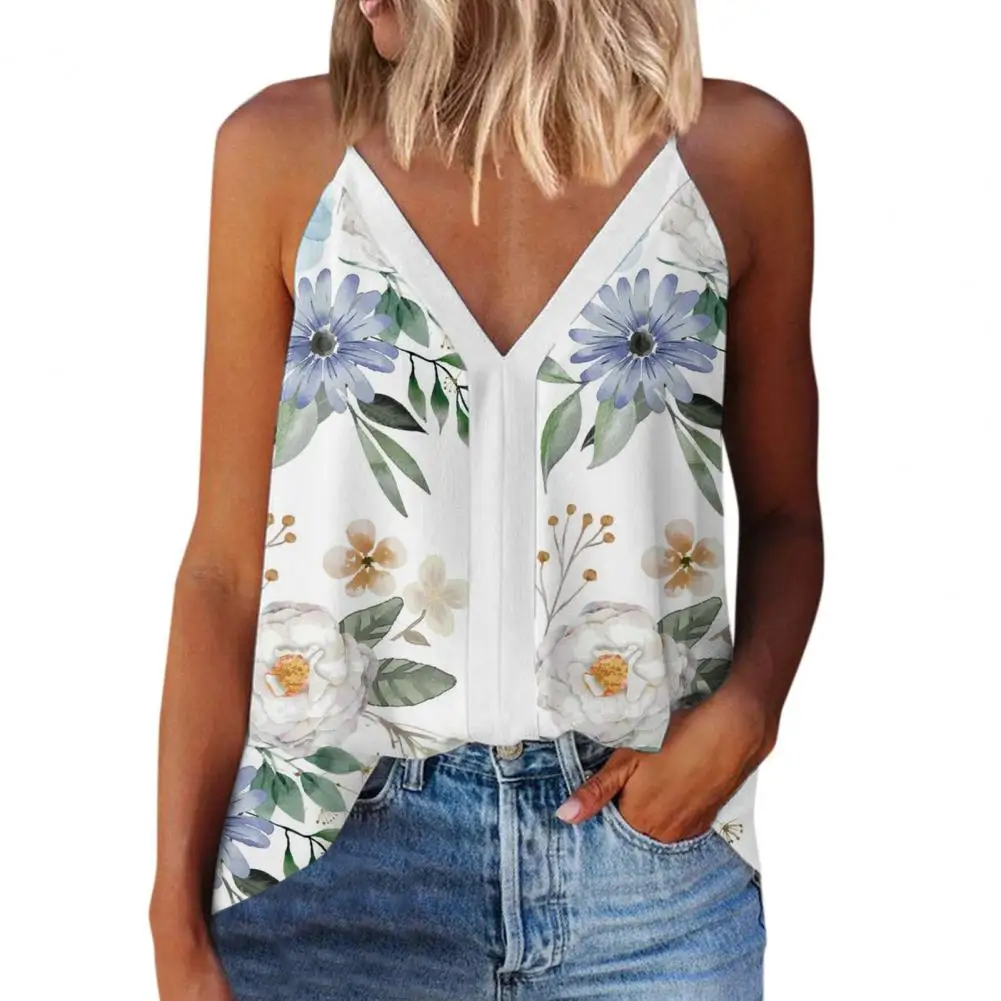 

Women Summer Vest Sleeveless Backless Flower Print Gradient Color Pullover Soft Strappy Tank Top Female Clothing Harajuku Tops