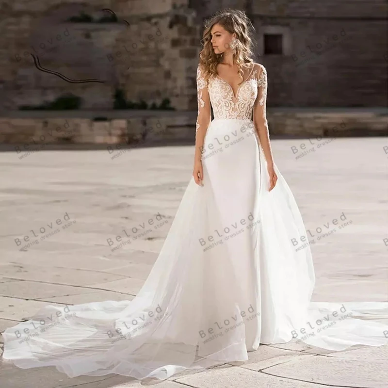 

Elegant Wedding Dresses Classic Bridal Gowns Lace Appliques For Women 2024 Graceful A-Line Robes For Brides Vestidos De Novia