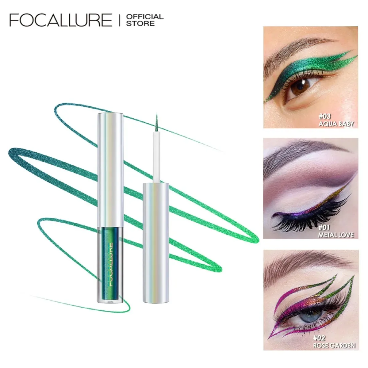 FOCALLURE 11 Colors Liquid Eyeshadow Chameleon Glitter Waterproof Longlasting Metallic Diamond