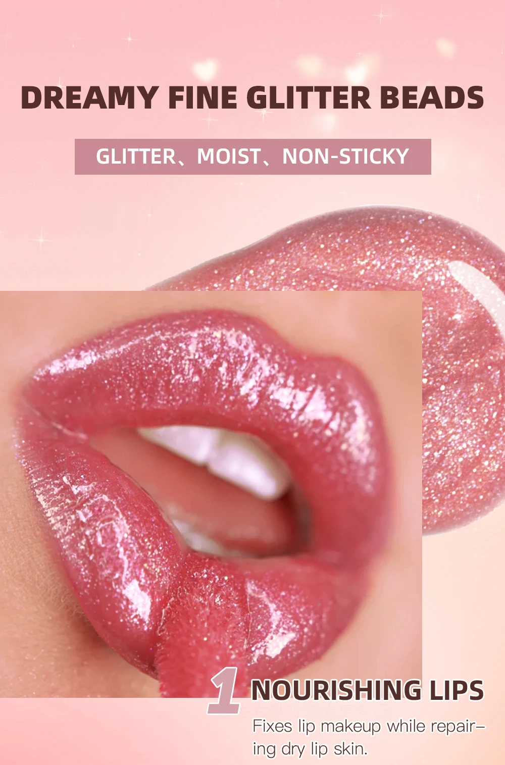 Description Picture 3 of itemQIBEST Sexy Lip Glaze Long-lasting Metallic Glitter Liquid Lipstick Pearly Shiny Lipgloss Moisturizing Lip Tint Shimmer Lipstick