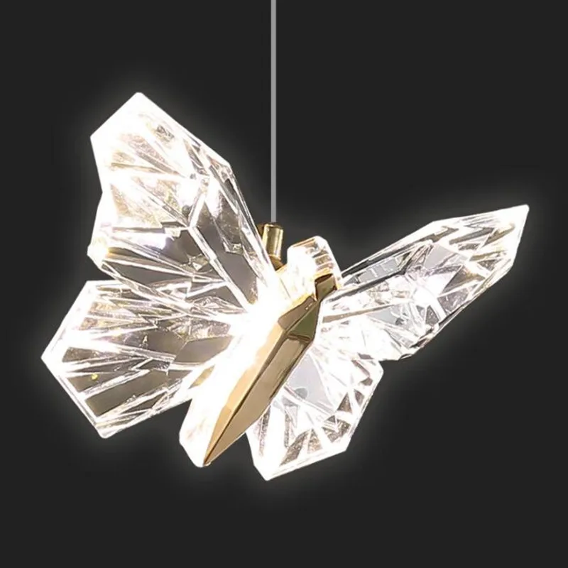 

Modern New Single Head bedroom bedside crystal LED pendant light Simple butterfly shape indoor decorative pendant lamp a lustre