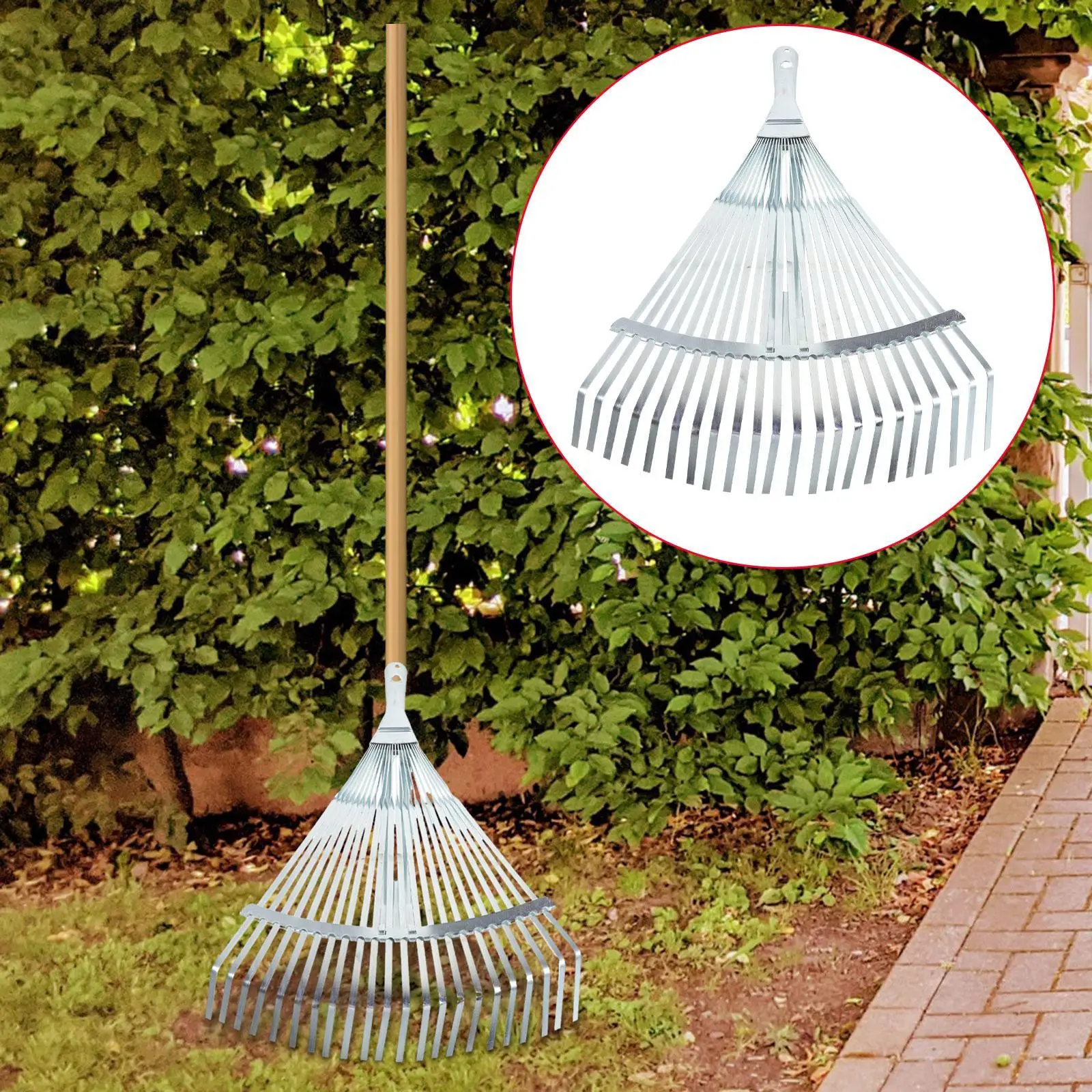 Farming Rake Garden Leaf Rake Telescopic Metal Rake 29-46cm Expandable Adjustable Leaf Rake Lawn Rake for RV Camping