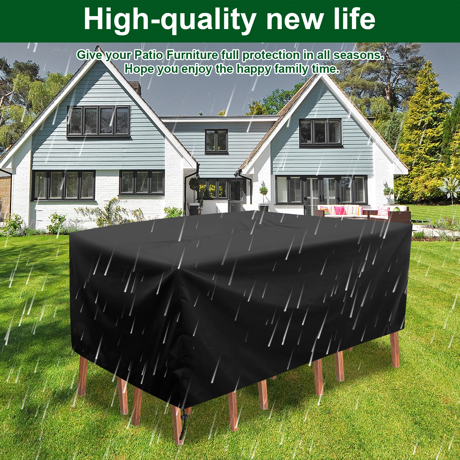 Patio Furniture Cover Oxford Cloth Waterproof Dining Set Cover Rectangular Tear Resistant Outdoor Garden Furniture Protector