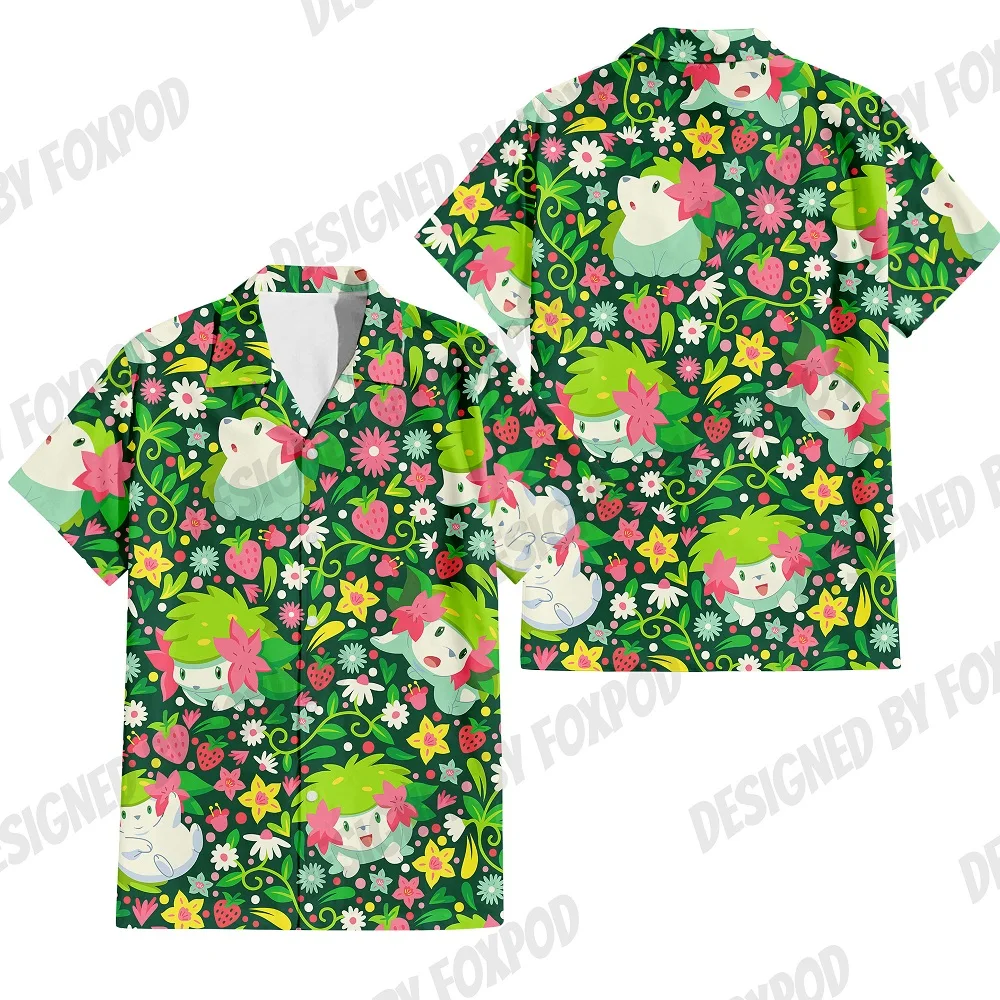 

Hawaiian men's short sleeved shirt, original Harajuku clothing, animal cartoon print, summer anime style