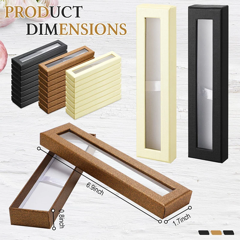 12Pcs Pen Gift Box Empty Pen Cases with Clear Lid Display Christmas Gift Packing Business Birthday Souvenir Office Supplies pencil cases