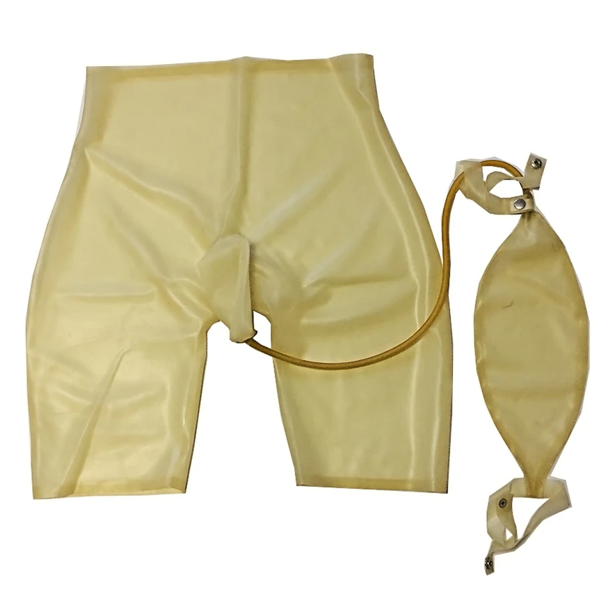 Sexy Rubber Latex Gummi Rubber Men Briefs Underwear with Urine Bag Underpants Handmade Clothing RPM138