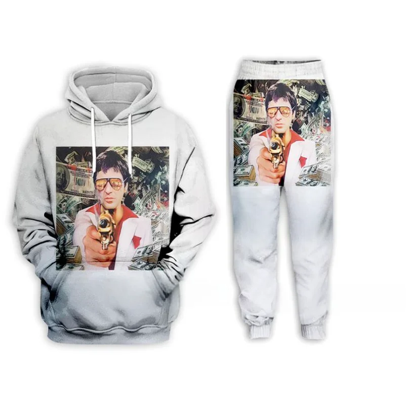 Autumn Movie Scarface 3D Printed Hoodie Suit Men Sweatshirts Sweatpants Casual Fashion Two Piece Tracksuit Set Men's Clothing 5