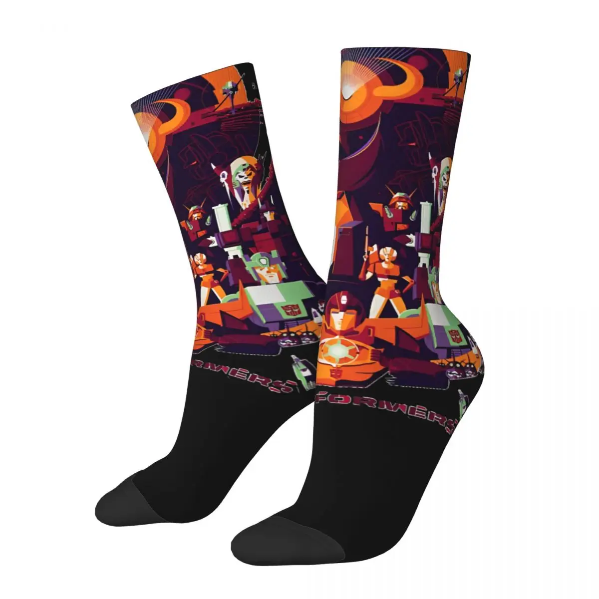 

Crazy Design Autobots Fan Art Basketball Socks Polyester Crew Socks for Women Men Non-slip