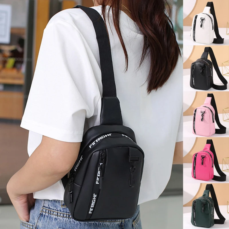 

PU Leather Chest Bag Simple Fashionable Crossbody Mobile Phone Pouch Shoulder Chest Bag Sports Outdoor Cycling Travel Casual Bag