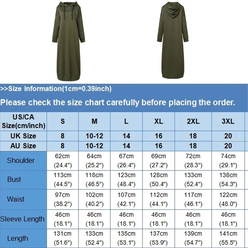 Muslim Long Sleeve Hoodie Dress Solid Color Casual Loose Pocket Long Robe Maxi Female Fashion Long Sweatshirt Vestidos