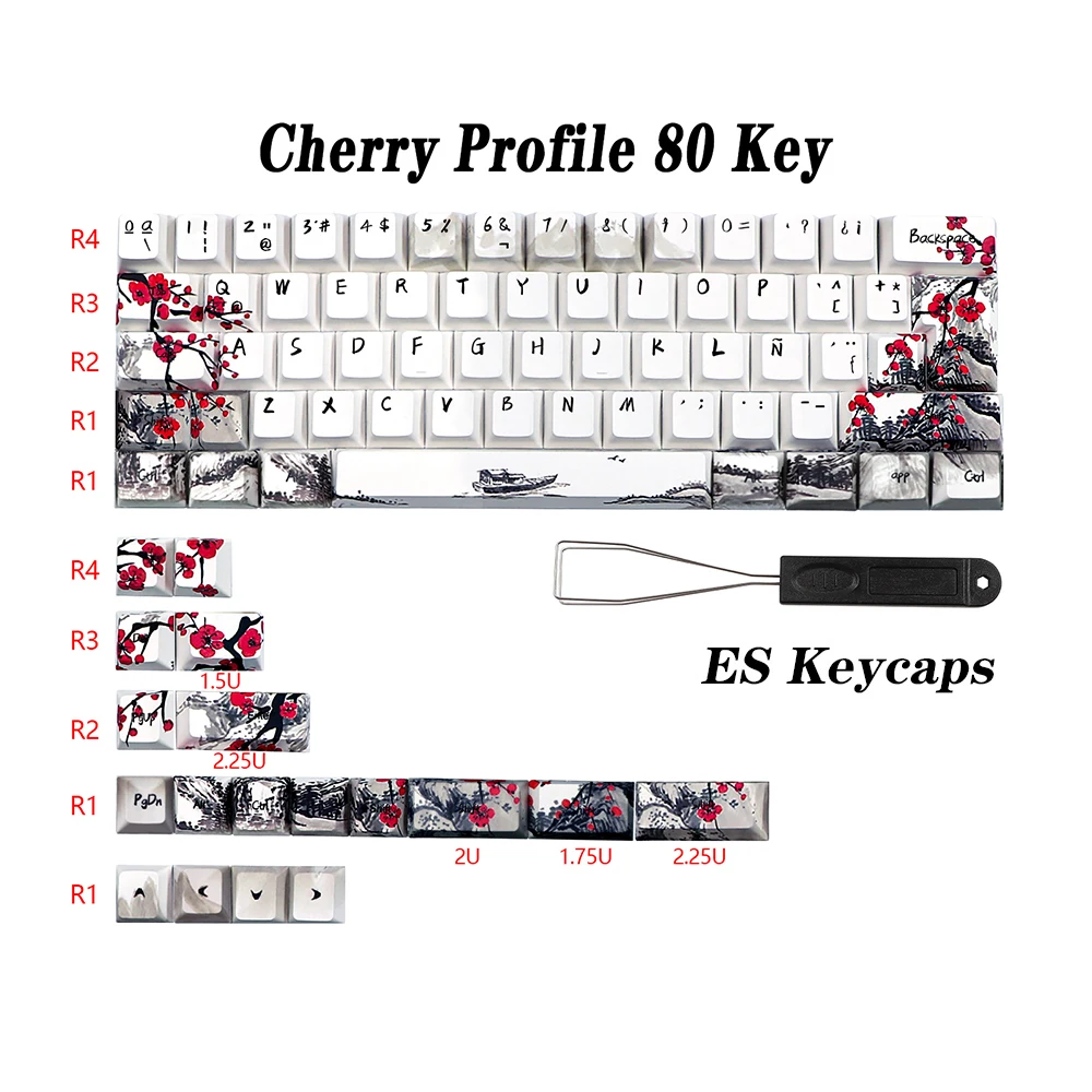 Espanha, Keycaps, Dye Sub, Plum Blossom, Perfil