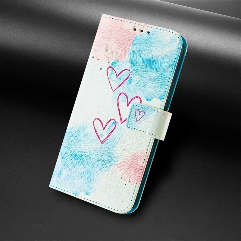 Painted Leather Flip Case with Card Pocket Cover