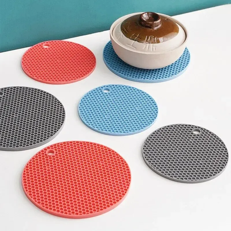 Round Heat Resistant Silicone Mat Drink Cup Coasters Insulation Non Slip Pot Holder Thicken Table Placemat Kitchen Accessories BEST SELLERS