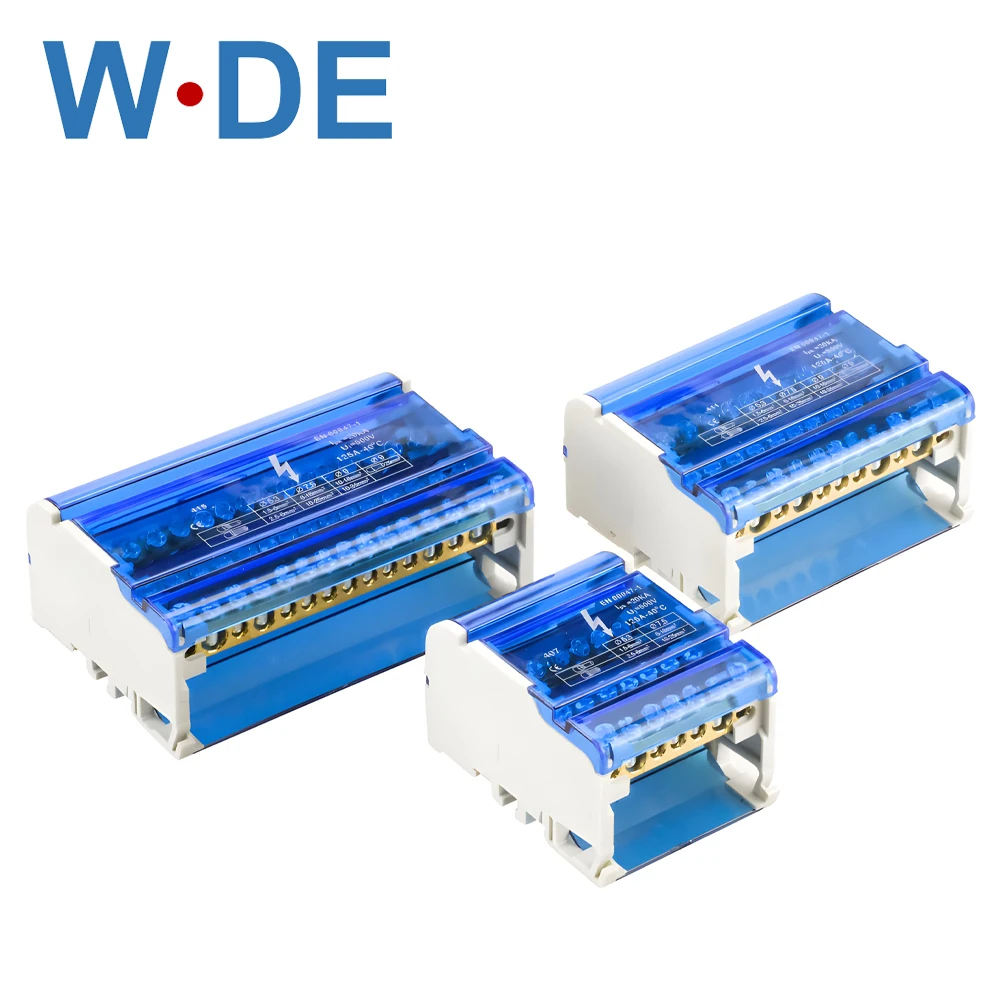1 Piece WDH207/211/215/407/411/415 Din Rail Terminal Block Screw Junction Modular Universal Electrical Power Distribution Box 6