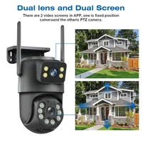 8MP WiFi caméra PTZ double écrans suivi automatique Vision nocturne CCTV caméra de Surveillance extérieure 4MP sécurité IP caméra icsee 4