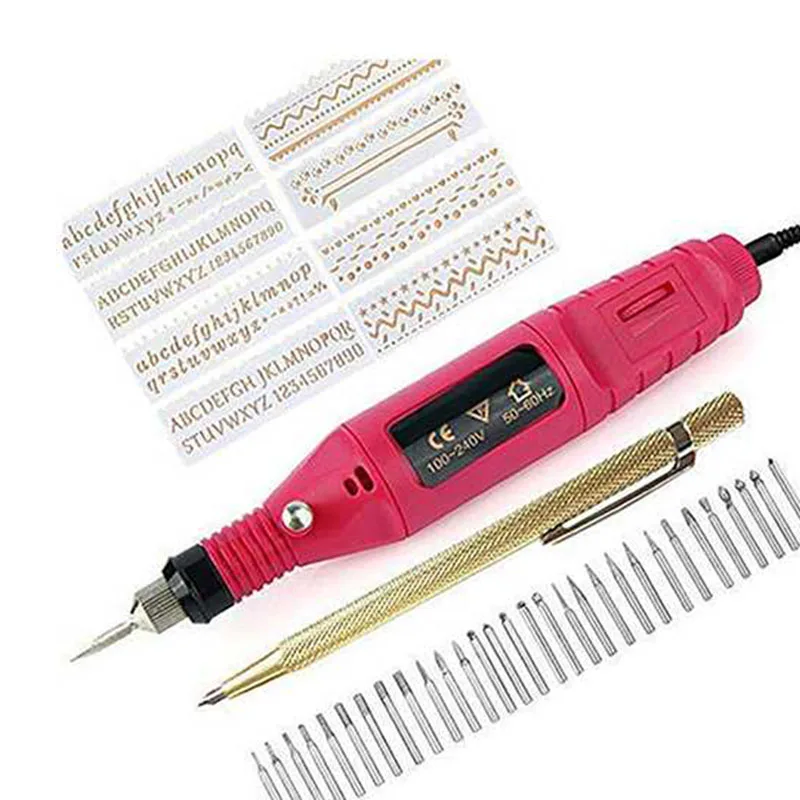 

Electric Mini Engraver Pen Mini Diy Engraving Tool Kit For Metal Glass Ceramic Plastic Wood Jewelry With Scriber Etcher 30 Bits