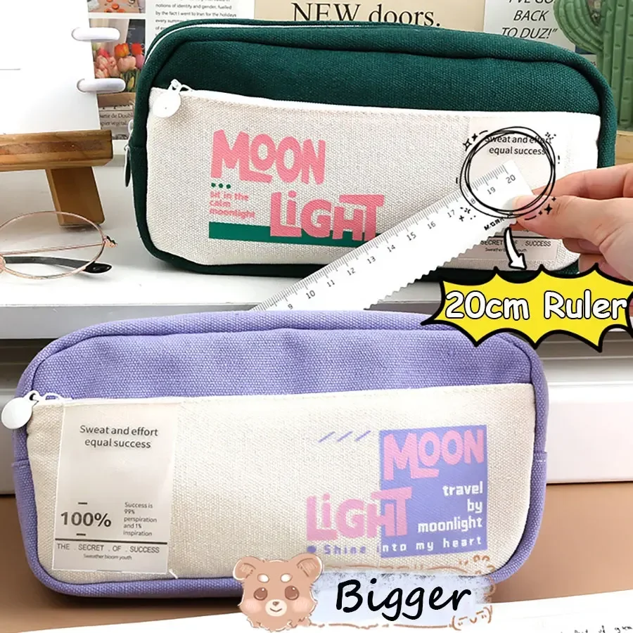 대용량 캔버스 미국 일본 펜 상자, INS 필통, 고품질 화장품 가방, 문구류, 학용품 문구