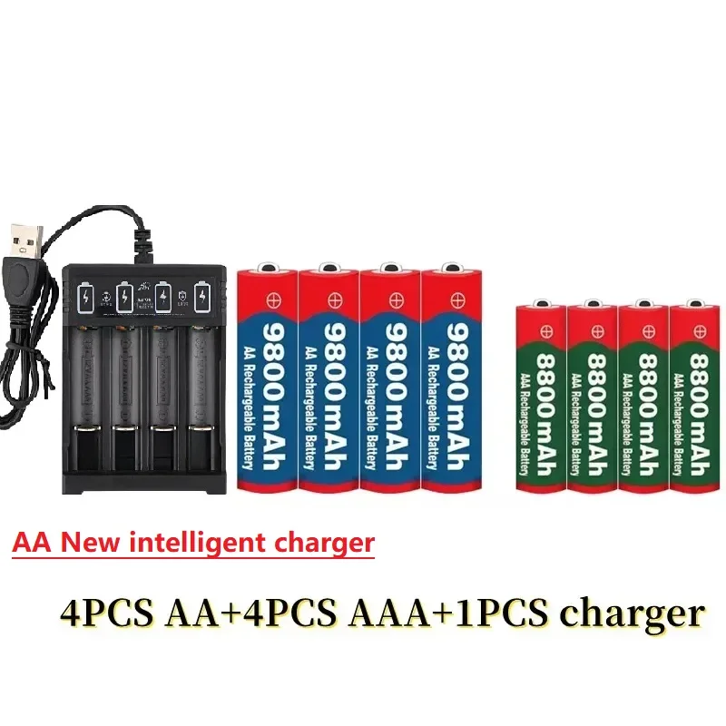 Фото Новинка, перезаряжаемый никель-водородный аккумулятор 1,5 в AA9800mAh + AAA8800mAh + USBcharger 1,5 V, используется для электронных игрушек, батарей для камеры №2