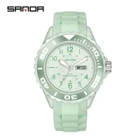 SANDA 1053 Fashion Quartz Watch Students Simple 50M Waterproof Silicone Strap Calendar Luminous Outdoor Sports Watches Teenagers