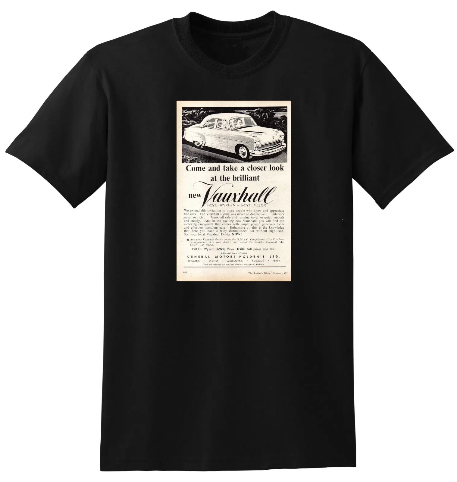 1955 Vauxhall Wyvern Velox Aussie Ad Tshirt Varie Taglie Maniche Lunghe O Corte
