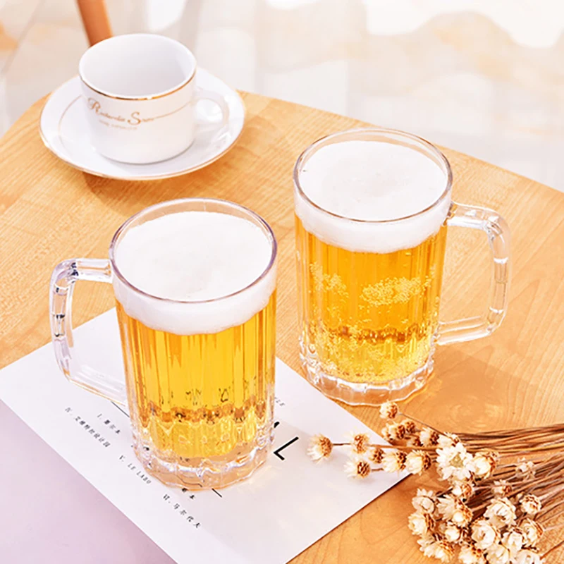 Coffee Cup 500ML Transparent Beer Mug Acrylic Plastic Unbreakable Milk Coffee Juice Water Cup Barware Drinkware for Home Party Bar Karaoke