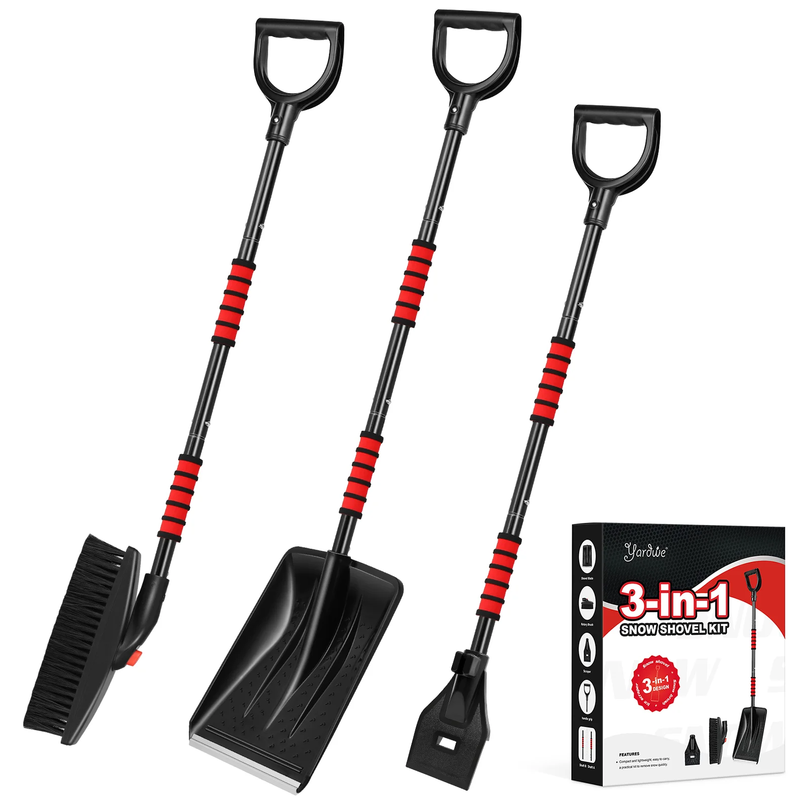 

Black Suit 3 1 Snow Detachable Remover Car Brush Scraper Windshield Iron