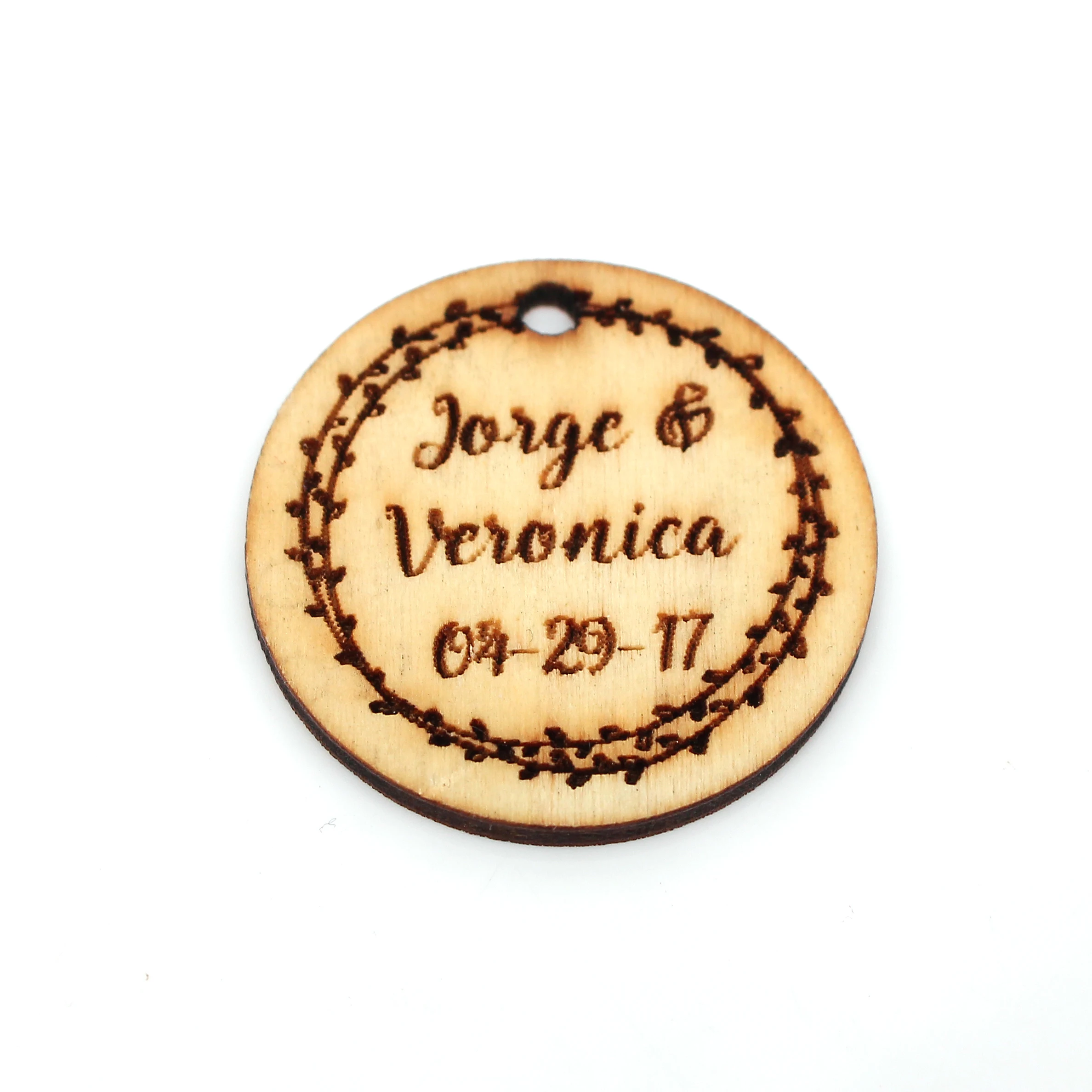 

50pcs Personalized Engraved Rustic Christening Wooden Wine Charm Custom Bride Baptism Wood Label Wedding Round Favors Gifts Tags