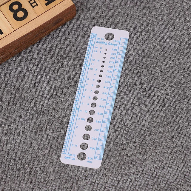 Profession Knitting Needle Gauge Plastic inch cm Ruler Home Sewing