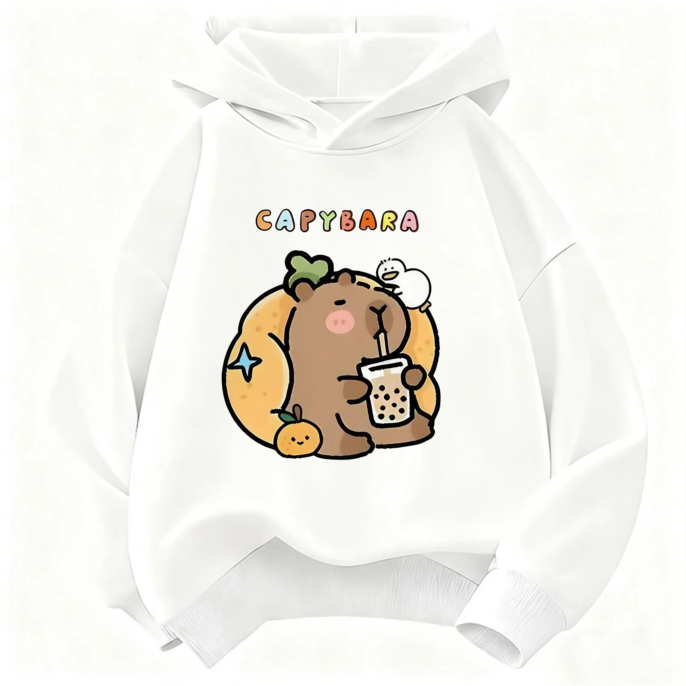 Capybara Juice Lover Children's Cute Harajuku Hoodie - Spring Casual Sweatshirt