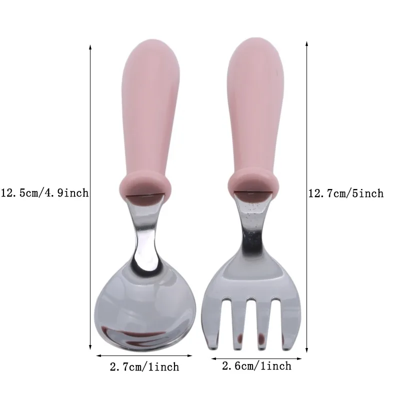 Description Picture 3 of item3PCS Children Spoon Forks Box Kids Stainless Steel Kids Cutlery Portable Baby Feeding Utensils Baby Spoons Tableware Set NEW