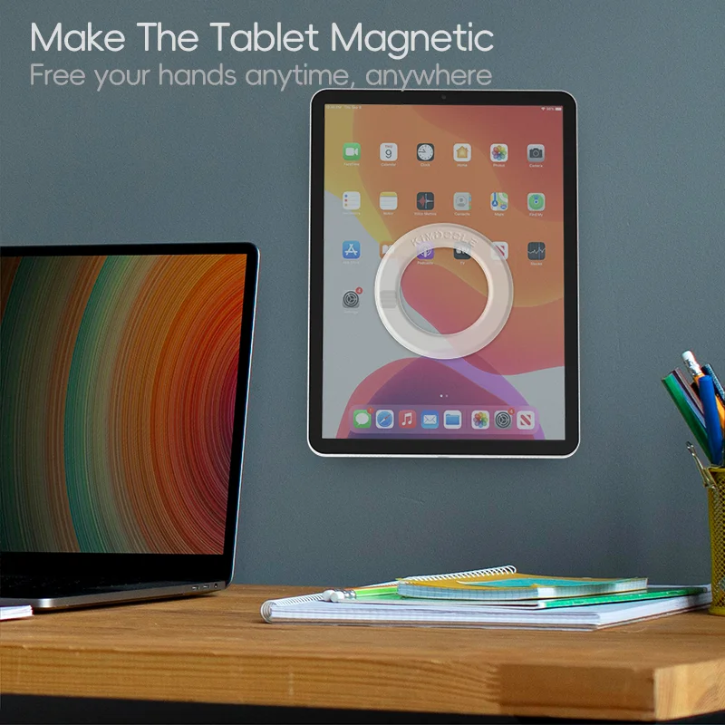 Kimdoole-suporte Anel Magnético para Todos os Tipos de Almofada Ímã de Parede Móvel Pad Suporte Magnético para Ipad - Imagem 6