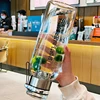 2L Sports Glass Water Bottle 2L Capacity Free Cup Cover (with Shoulder Strap)  Portable Leak-proof Drinking Stainless Steel Lid 4
