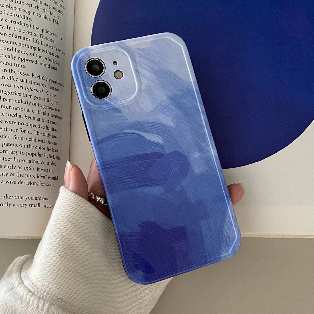 Fashion Klein Blue Gradient Graffiti Case For Iphone 11 12 13 Pro Max