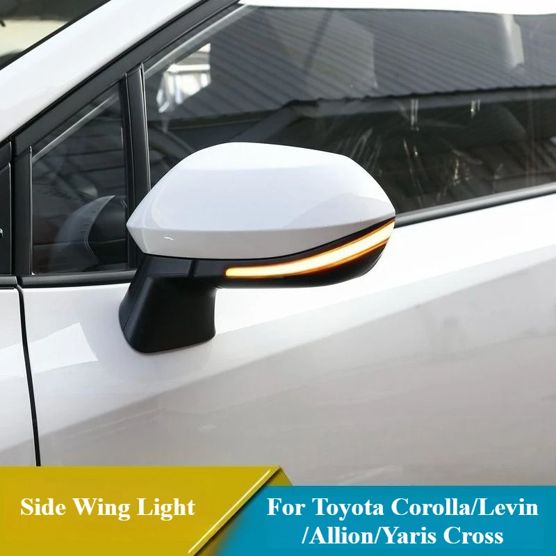 For Toyota Corolla/Levin/Allion/Yaris Cross 2019-2022 2pcs Car Rearview Mirror Cover Side Wing Lights DRL Dynamic Turn Signal detail image 5