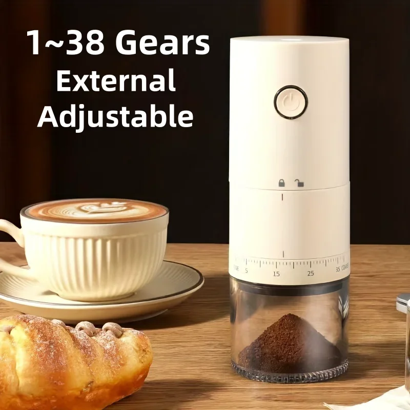 Portable Electric Coffee Bean Grinder 38 Gears External Adjustable USB Charge 1500mAh Rechargeable Household Mini Coffee Machine