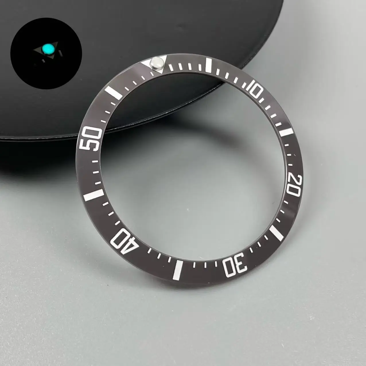 Blue/Green Luminous 38mm Tilted Ceramic Bezel Insert Ring