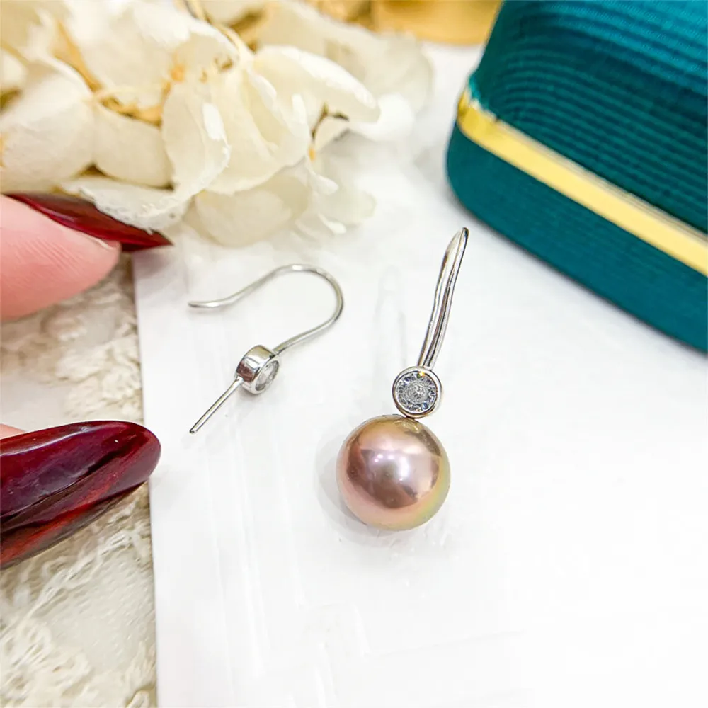 

DIY Pearl Earnail Accessories S925 Sterling Silver Jewelry Gold Earhook Female Empty Holder Fit 8-12mm Beads