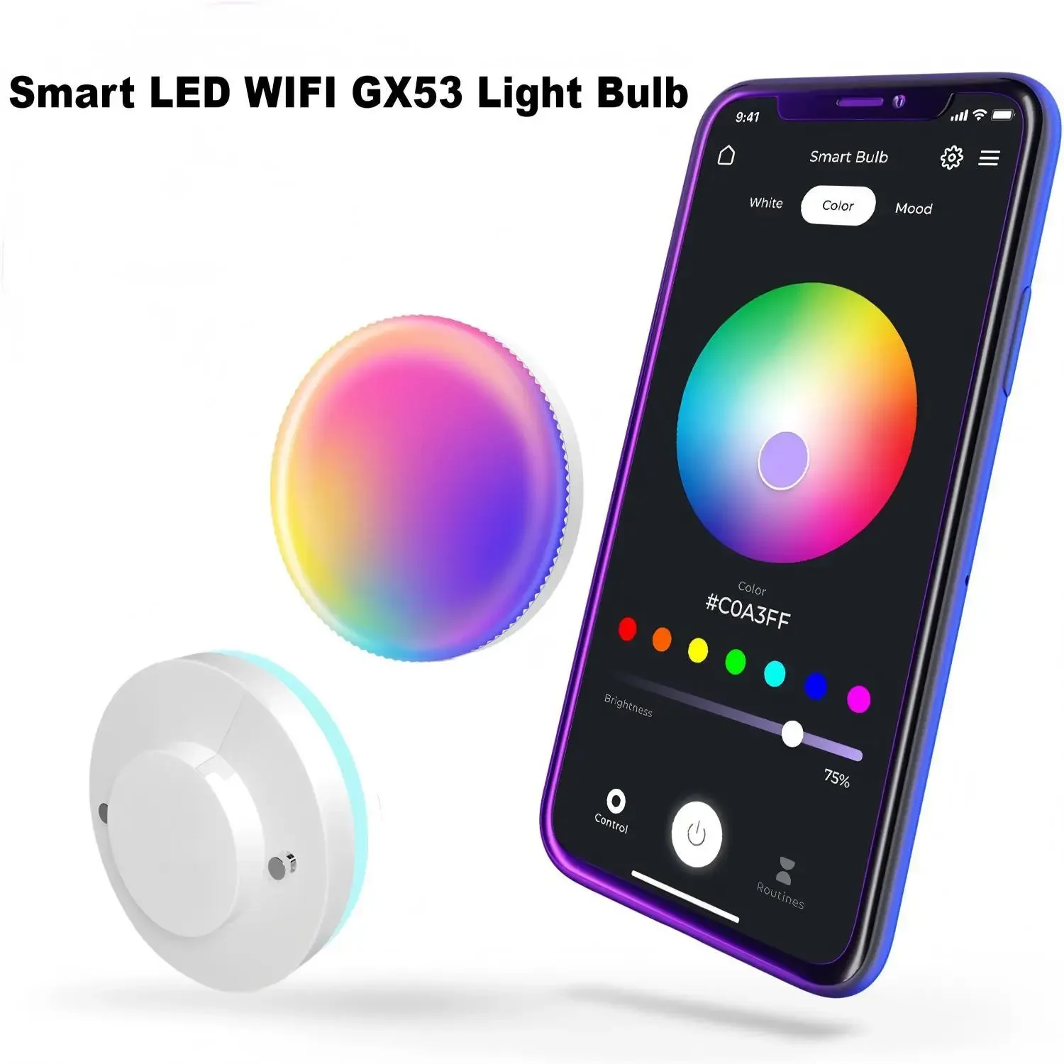 GX53 Tuya 스마트 전구와 함께 작동 RGBCW 7W LED 다운라이트 지능형 APP 제어 표면 장착 캐비닛 조명 AC220V 옷장용